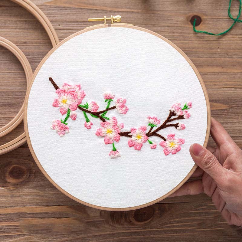 Home Decor Beginner Cross Stitch Kit Ribbon Painted Embroidery Hoop DIY Embroidery Flower Manual Needlework