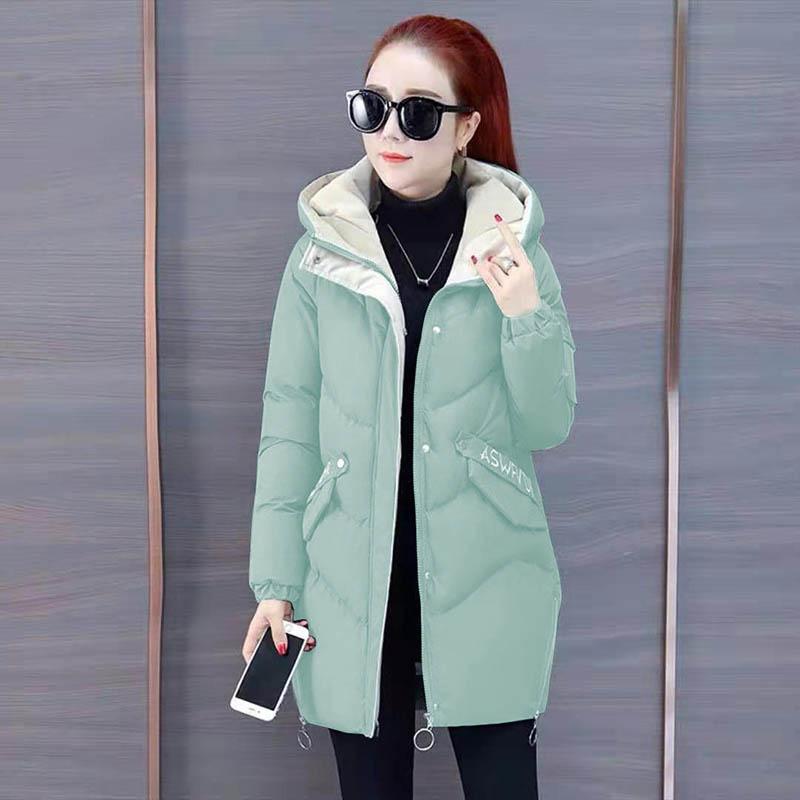 Women's Printed Cotton-padded Jacket Women's Mid-length Slim and Loose Thickened Down Cotton-padded Jacket Women