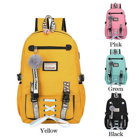 New Casual Backpack Middle School Student Bag Usb Charging Anti-theft Backpack