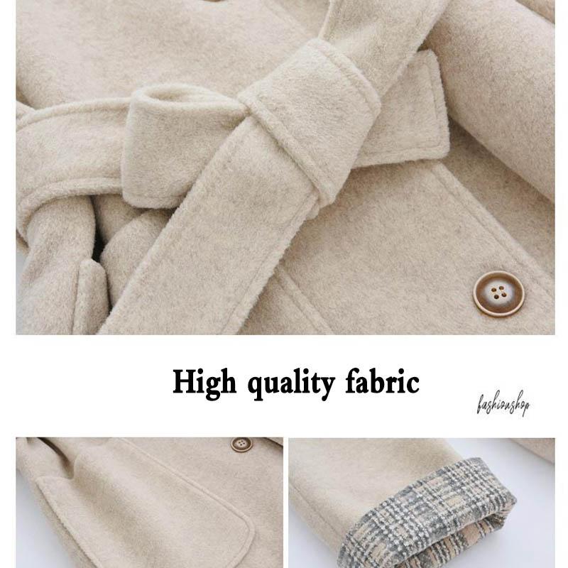 Women's Woolen Coat Mid-length Windbreaker with Cotton Thickened Autumn and Winter Jacket Women