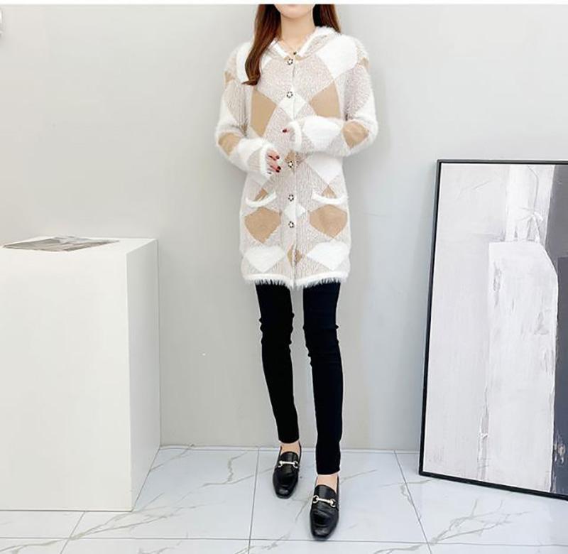 Autumn and Winter Imitation Mink Cardigan Sweater Elegant Temperament Sweater Sexy Mid-length Loose Women's Knitted Top