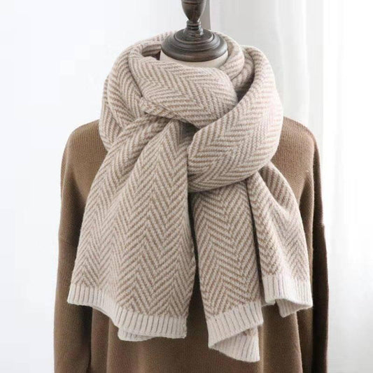 Cashmere Scarves Lady Winter Thicken Warm Soft Pashmina Shawls Wraps Female Knitted Wool Scarf