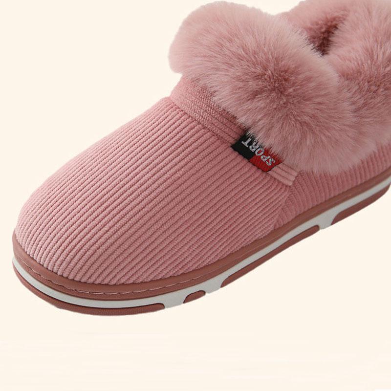 Men's Cotton Slippers Bag with Thickened Soft Bottom Non-slip Winter Home Warm Cotton Laces Heel Plush Cotton Shoes Women