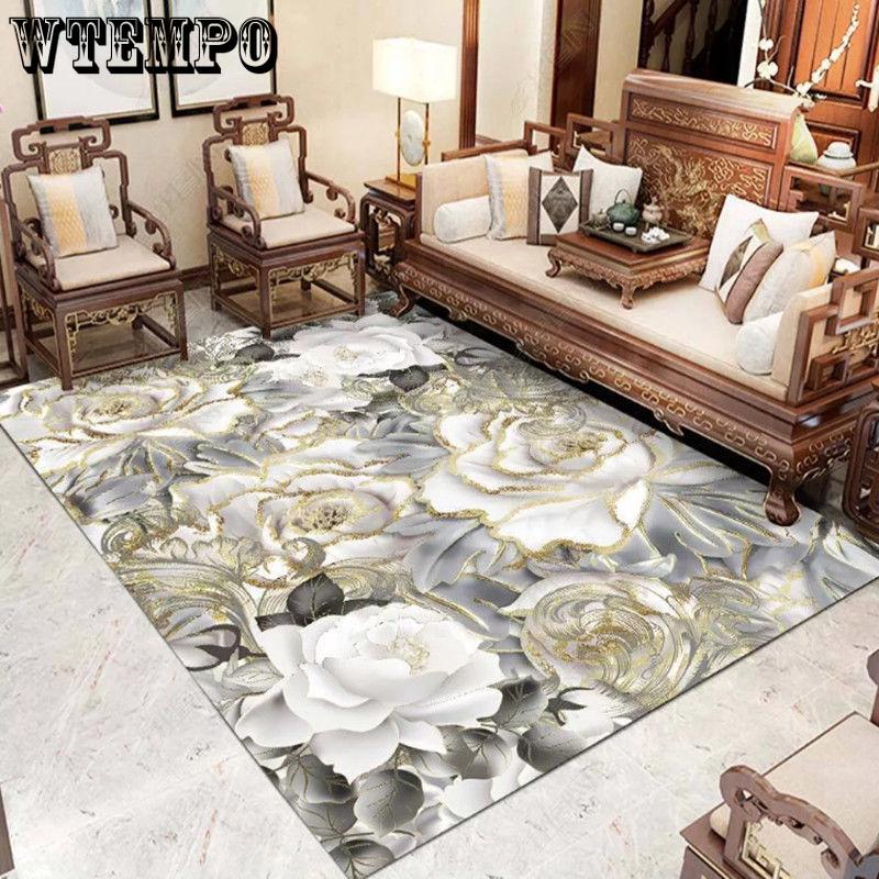 Chinese Style 3D Floral Pattern Carpet for Living Room Area Rug Children Floor Mat Cloakroom Rugs