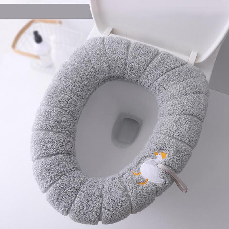 Universal Toilet Seat Cover Round Toilet Seat Cushion Bathroom Lavatory Cover Mat Winter Thick Warm Washable Cat Cartoon Cute Toilet Seat Covers