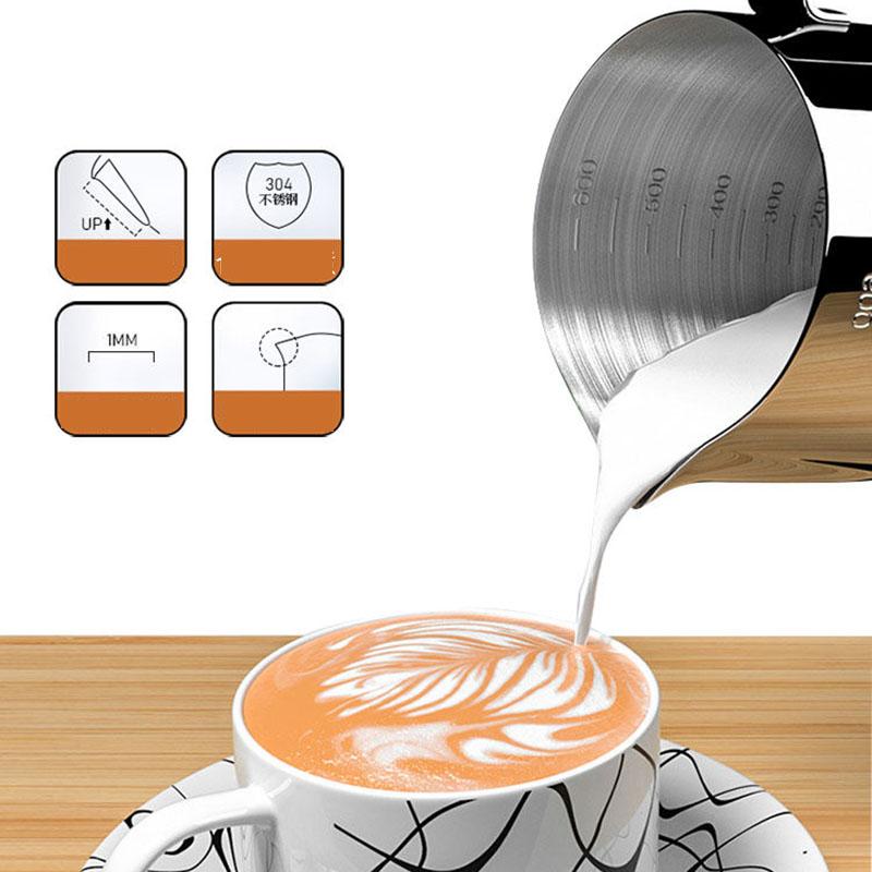 Milk Jugs 304 Stainless Steel Frothing Pitcher Pull Flower Cups Coffee Milk Frother Latte Art Milk Foam Tool Coffeware