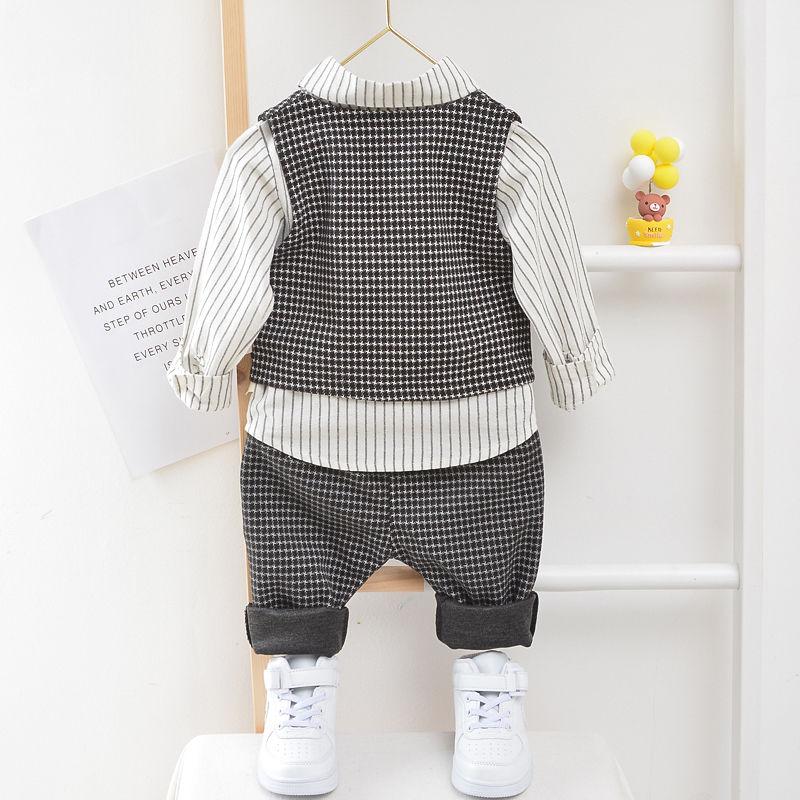 Boys Clothes Spring Autumn Fashion Baby Suit British Wind Children's Suits Gentleman Long Sleeve Shirt Vest Pants Kids