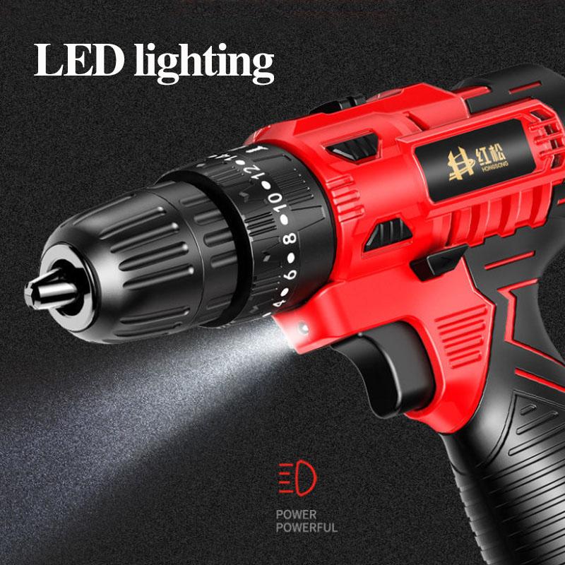 Luxury Digital Display Electric Screwdriver Set Cordless Electric Drill with Two Batterys and Tool Box