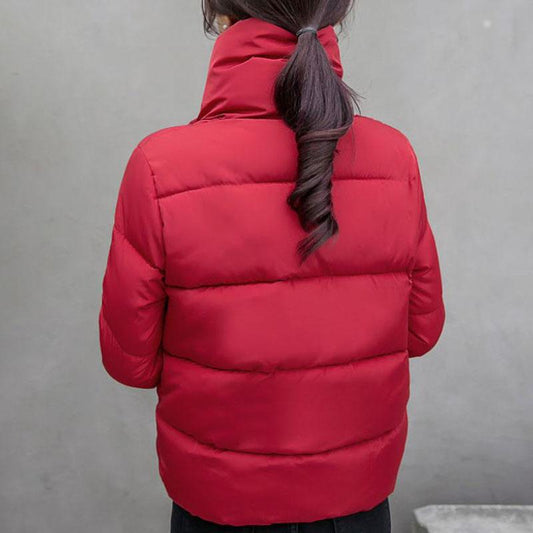 Winter Short Ladies Down Jacket Korean Fashion Loose Thick Large Size Cotton Turtleneck Jacket