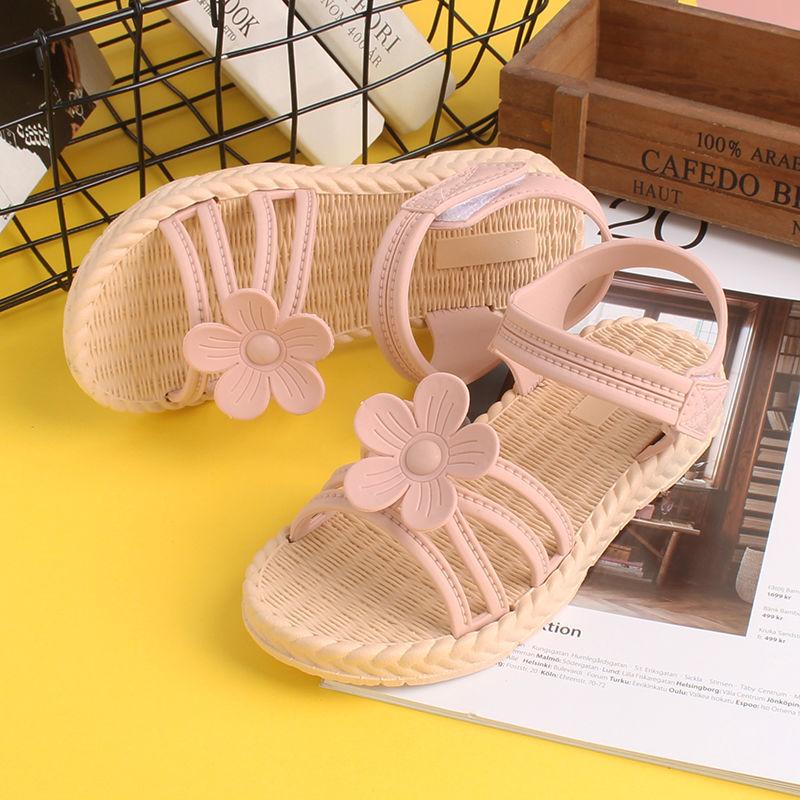 Girls Sandals Gladiator Flowers Sweet Soft Children's Beach Shoes Kids Summer Floral Sandals Princess Fashion Cute High Quality