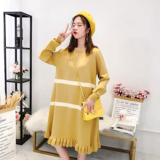 Spring and Autumn Loose Plus Size Sweater Fashion Knitted Casual Bottoming Shirt Slimming Women's Dress