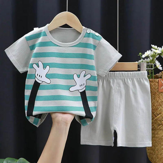 Children's Short-sleeved Suit Cotton Baby Clothes Boy Shorts Half-sleeve 0-7 Years Old Baby T-shirt Summer Children's Clothing