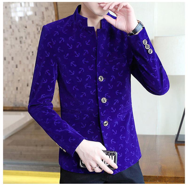 Fashion Men's Suit Korean Style Slim Casual Single Velvet Youth Suit