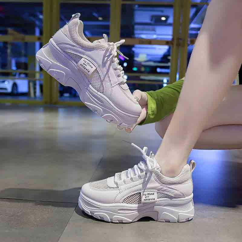 Plus Size 35-40 Summer Women Mesh Sneakers Girls Breathable Deodorant Running Basketball Shoes Shockproof Non-slip Ins Shoes