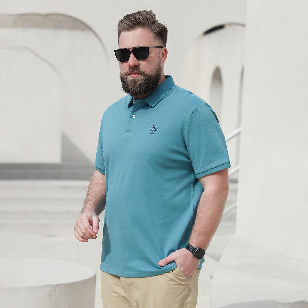 Extra Large Size Men's Plus Fat Plus Size Business Casual Short-sleeved Men's   Shirt Summer Fat Lapel T-shirt