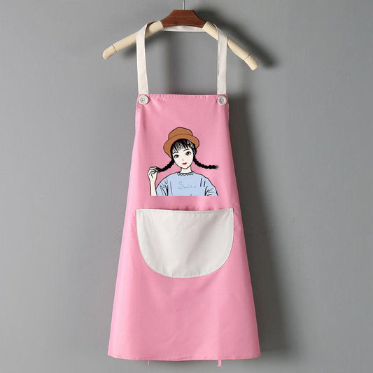 Apron Female Household Kitchen Waterproof and Oil-proof Japanese Cute Nail Coffee Shop Work Clothes Cute Household Apron