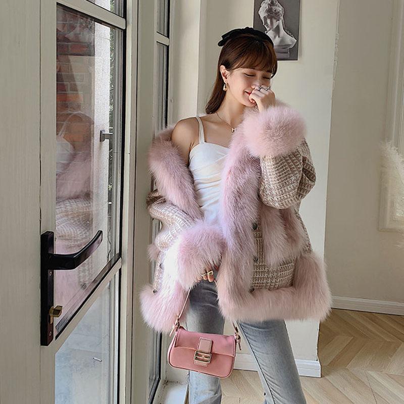 Fur Light Mature Style Western Style Autumn and Winter Imitation Fox Hair Female Woolen Woolen Floral Coat