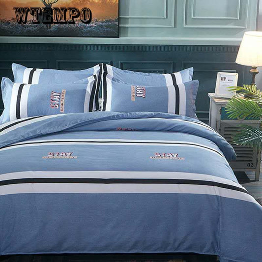 Bedclothes Simple Fashion Geometric Stripes Bed Sheet Duvet Cover Sets 4pcs Bedding Set