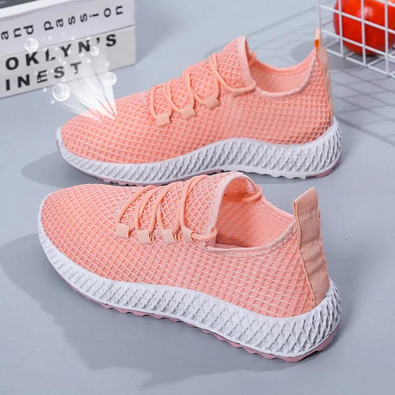 Women's Spring and Summer Walking Shoes Soft Sole Non-slip Breathable Sports Shoes Large Size Casual Flat Sneakers