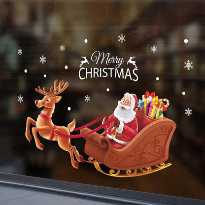 Double-sided joy sleigh Christmas wall stickers window glass doors windows background decorative