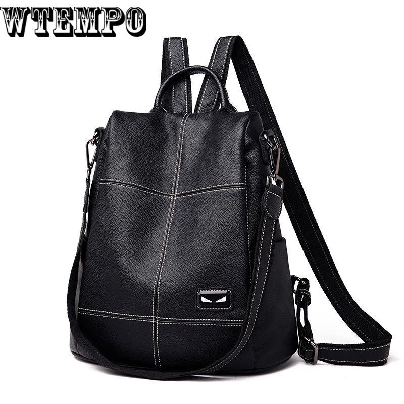 Women Backpack Leather School Bags For    Female Tassel Small Backpack