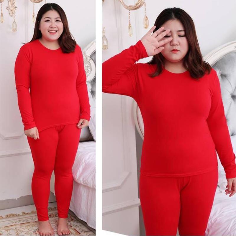 Add Fertilizer To Increase Thermal Underwear Ladies Extra Fat Cotton Thick Pajamas Plus Size Autumn Clothes Long Trousers Suit