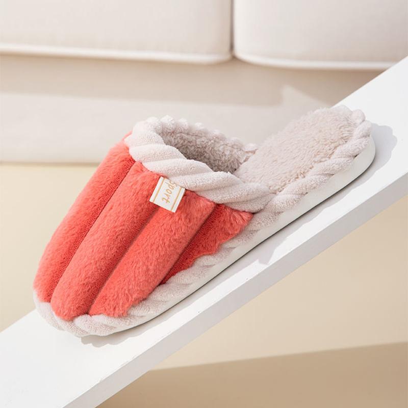 Cotton Slippers Women Thick Bottom Skin-friendly Comfortable Home Silent Floor Slippers Couple Plush Cotton Slippers Men Winter