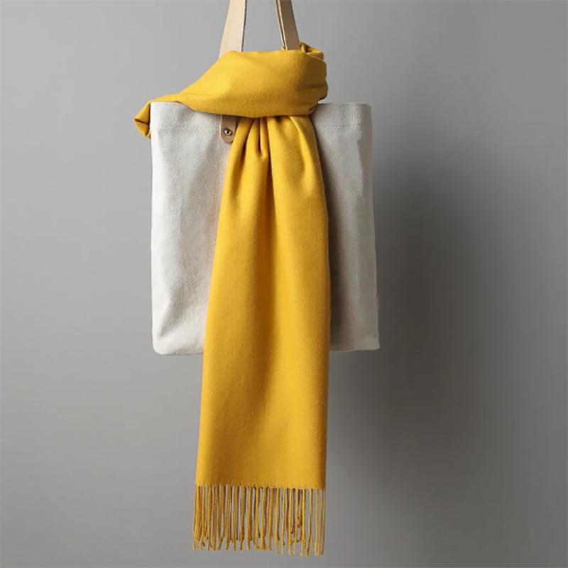 Women's Oversized Scarf Warm Tassel Shawl Solid Color Imitation Cashmere Thickened Dual-use Winter