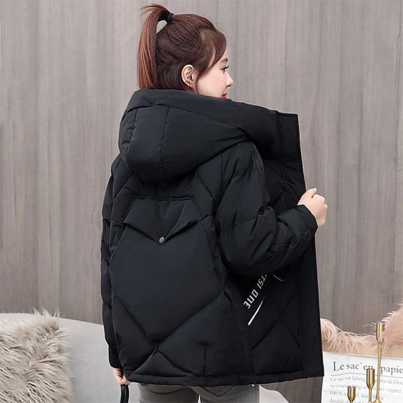 Women's Mid-length Down Jacket Winter Korean Loose Cotton Clothes Casual Hooded Padded Jacket