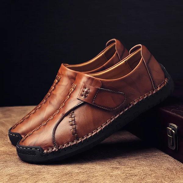 Men's Cowhide Leather Shoes Casual Slip-On Leather Shoes Genuine Leather Men's Shoes Driving Shoes Soft Sole Breathable Loafers