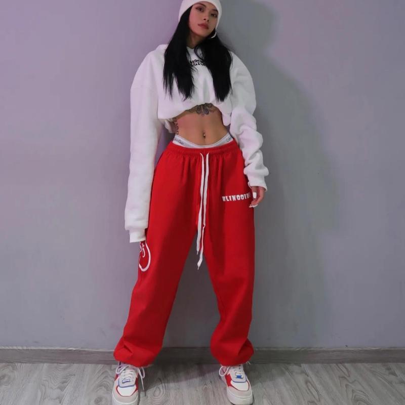 Red Sweatpants Female Hip-hop Loose-fitting Harem Pants Jazz Hip-hop High-waist All-match Casual Pants Trend