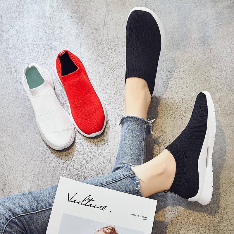 New Socks Shoes Women's Casual Platform Women's Shoes 2019 New Flat Bottom Sports Shoes