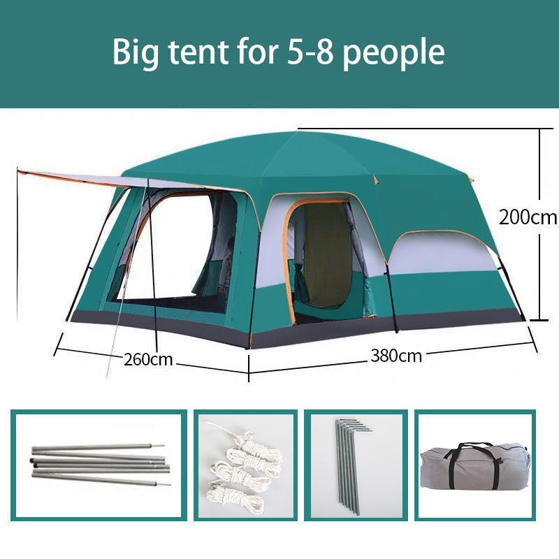 Outdoor Tent Two Rooms and One Living Room 4 To 6 People Thick Rainstorm Camping Tent