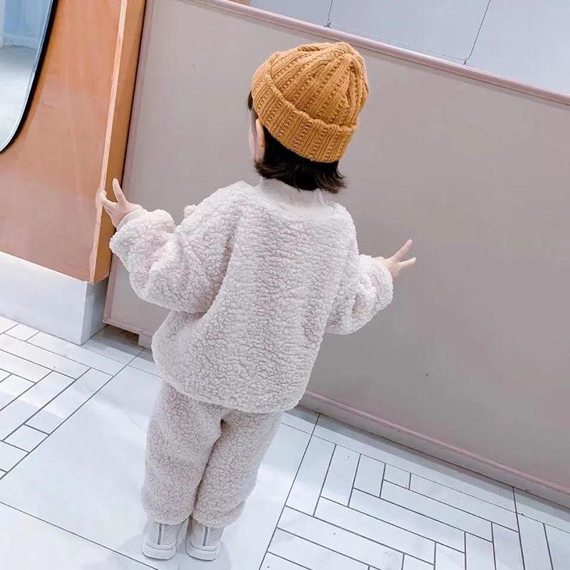 Children's Autumn and Winter Warm Suit Girl and Boy Korean Version Girl Baby Plush Two-piece Sets