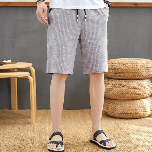 Summer Men's Cotton Five-point Pants Striped Shorts Men's Loose Sports Pants Men's Casual Shorts Men's Outer Wear