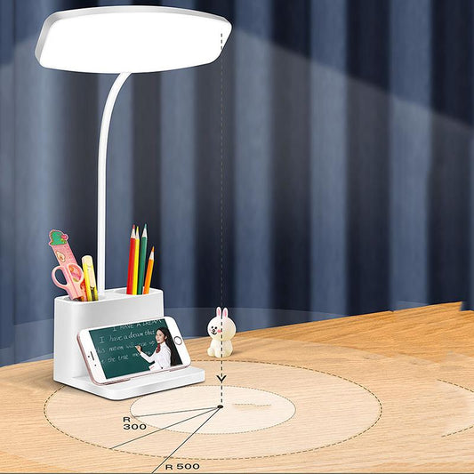 LED Desk Lamp Eye Protection Study Dormitory Desk Rechargeable Writing Homework Small Desk Lamp Bedroom Bedside Lamp with Pen Holder