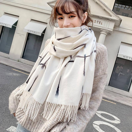 Cashmere Scarf Pink Wool Scarves for Women Winter Warm Female Fashion Lady Shawls