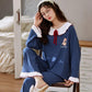 Pajamas for Women Spring Autumn Long Sleeve Sleepwear Set Winter Home Wear Suit Cartoon Cute Casual Simple Loose Girls Cotton Night Wear Pullover