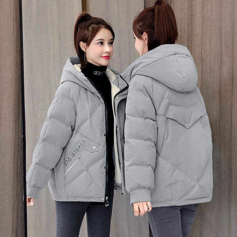 Women's Mid-length Down Jacket Winter Korean Loose Cotton Clothes Casual Hooded Padded Jacket