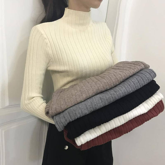 Winter Thickened Sweater Sweater Women's Thickened Slim Slim Turtleneck Bottoming Shirt Top