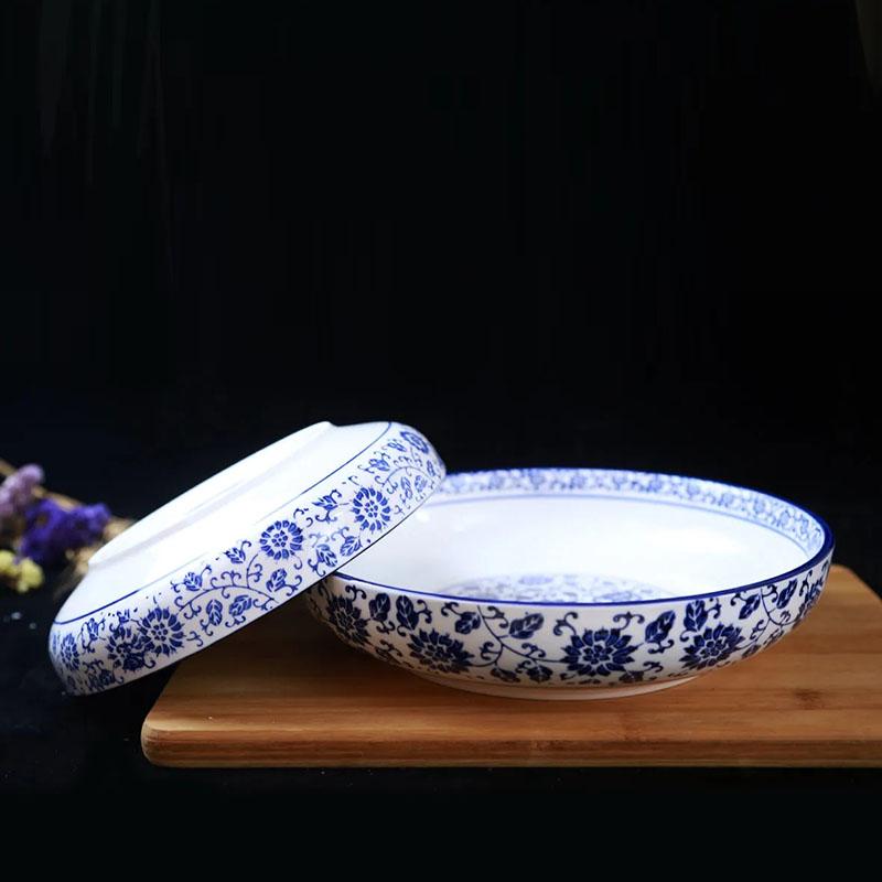 Household Ceramic Shallow Bowl Large Soup Plate Special Cooking Deep Plate Hotel Large Plate Disc