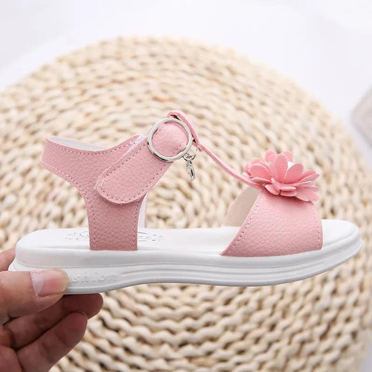 Girls Sandals Girls Summer Soft Sole Flat Beach Sandals Anti-slip Flowers and Beads Decoration Casual Princess Light Sandals