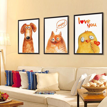 Cute pet animal painting 3D photo frame wall stickers  background decoration removable stickers