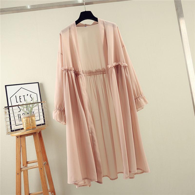 Women's Chiffon Shirt Mid-length Loose Coat Sun Protection Clothing Women's Loose Thin Large Size Shawl Casual Loose Coat