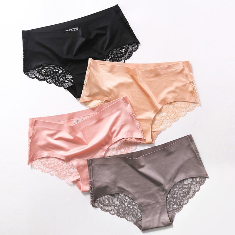 7Pcs/Set Women's Spring All-match Large Size Causal Lace Briefs Ladies Summer Mid Waist Solid Color Seamless Underpants