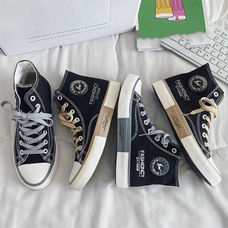 Korean Style Trendy All-match Shoes Hong Kong Style Casual Cloth Shoes Summer High-top Canvas Sneakers