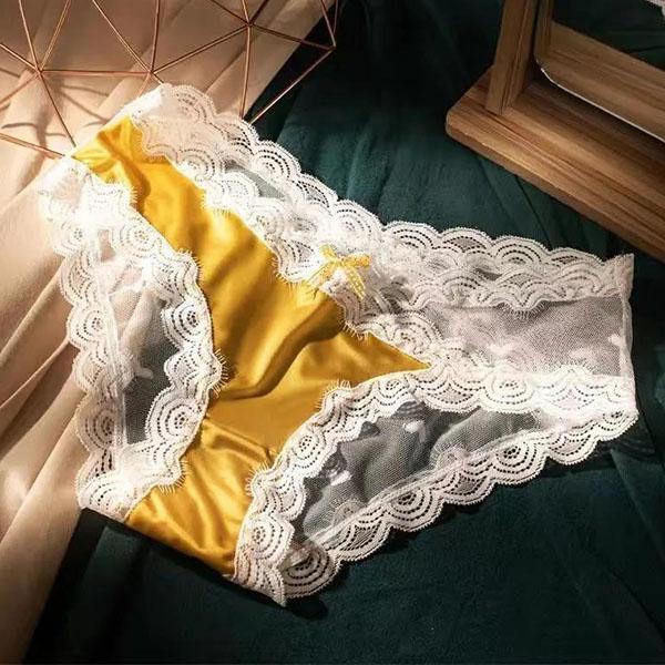 4Pcs/Set Low Waist Color Matching Seamless Lace Cotton Underpants Women's All-match Large Size Causal Soft Briefs