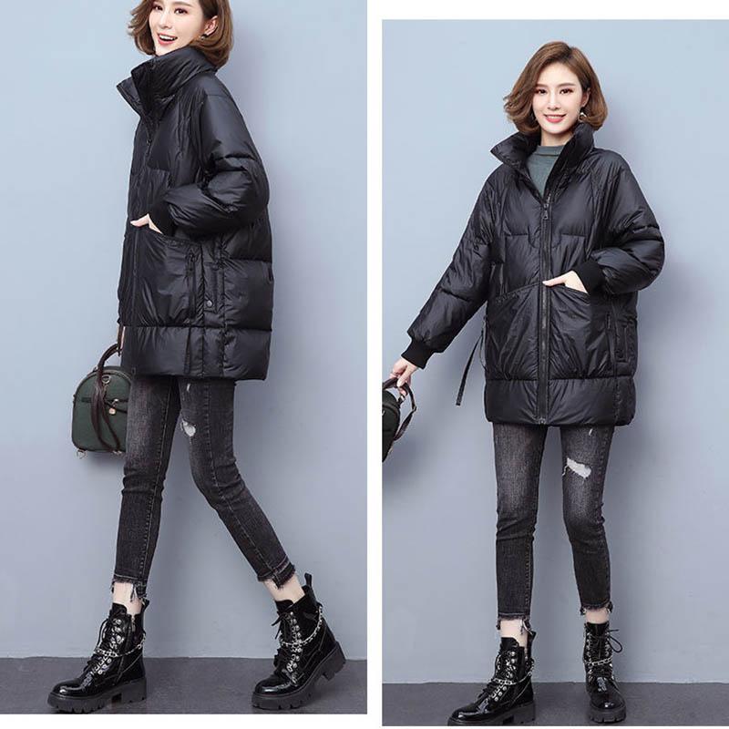 Down Padded Jacket Women Winter Thick Padded Jacket Mid-length Fashion Loose Collar Padded Jacket