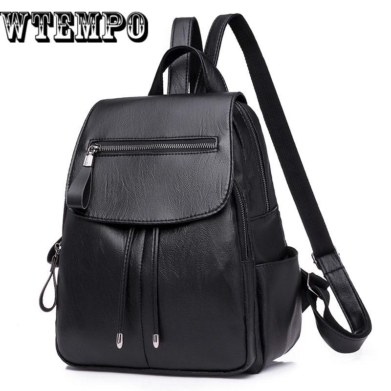 Trendy Female PU Leather Backpacks Women Small School Bags Women High Quality Casual Rucksack