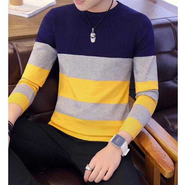 Fashion Brand Sweater Men Pullover Striped Slim Fit Jumpers Knitred Woolen Autumn Casual Men Clothes